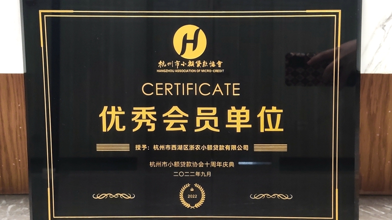 西湖小貸榮獲杭州市小貸協會 &ldquo;優秀會員單位&rdquo;稱號